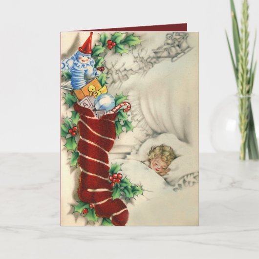 Retro Vintage Christmas enfant ajouter une carte t (Devant)
