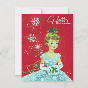 Retro Vintage Christmas lady ajouter une carte de