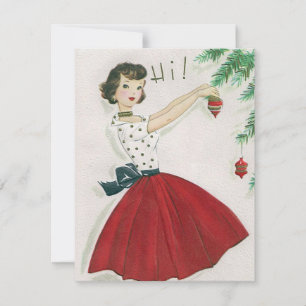 Retro Vintage Christmas lady ajouter une carte de