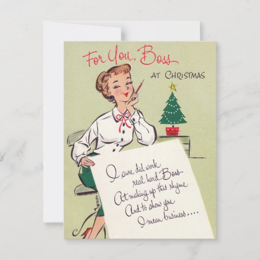 retro vintage Christmas lady Boss ajouter carte de (Devant)