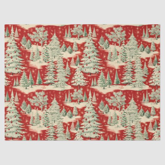Retro Vintage Christmas Landscape Tissuepapier (Voorkant)