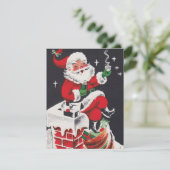 Retro Vintage Christmas Père Noël ajouter la carte (Debout devant)