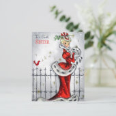 Retro vintage Christmas Sister Feestdagenkaart (Staand voorkant)