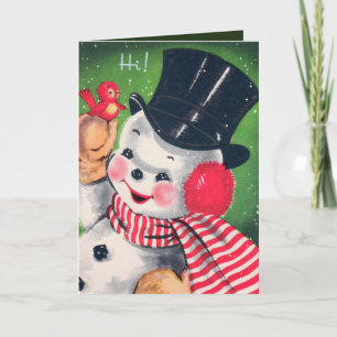 Retro Vintage Christmas snowman ajouter une carte 
