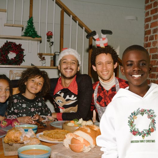 Retro Vintage Christmas Wreath Nom de famille Pers