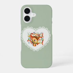 Retro Vintage Coquette Pastel Baby Dieren Herten iPhone 16 Hoesje