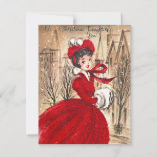 Retro Vintage dame Noël ajouter la carte de messag