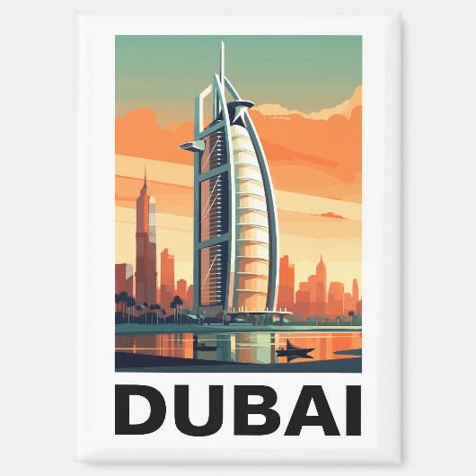 Retro Vintage Dubai UAE Travel Magneet (Voorkant)