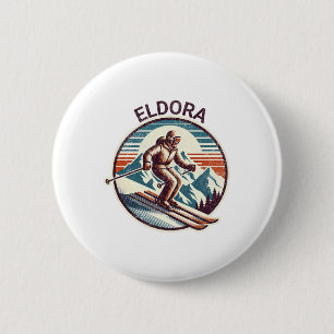 Retro Vintage Eldora Colorado Skigebied Winter Sk Ronde Button 5,7 Cm