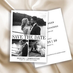 Retro vintage elegante fotocollage bruiloft save the date