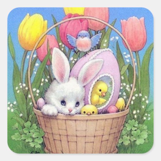 Retro vintage Esater bunny Vacances autocollant (Devant)