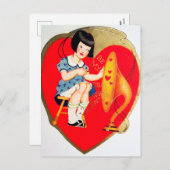 Retro Vintage fille Carte postale (Devant / Derrière)