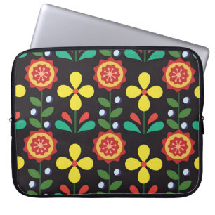 Retro vintage flower vertical lines seamle laptop sleeve
