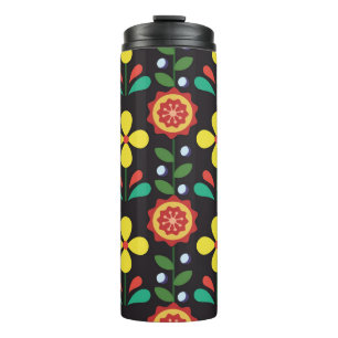 Retro vintage flower vertical lines seamle thermosbeker