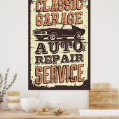 retro vintage garage poster (Keuken)