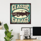 retro vintage garage poster (Thuiskantoor)