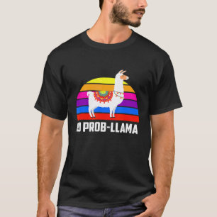 Retro Vintage Geen Probleem Llama Llama Liefhebber T-shirt