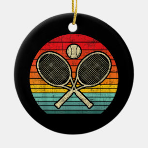 Retro Vintage Gekruist Tennisracket - Sportliefheb Keramisch Ornament