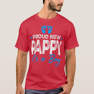 Retro Vintage Gender Reveal Proud New Pappy It's A T-shirt