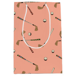 Retro Vintage Golf Golfer Club Bal Patroon Perzik Medium Cadeauzakje