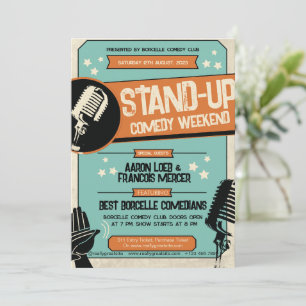 Retro Vintage Grunge Stand-up Comedyshow Kaart