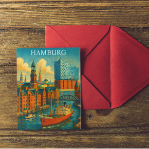 Retro Vintage Hamburg Duitsland Elbphilharmonie  Briefkaart