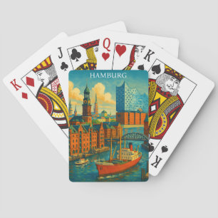 Retro Vintage Hamburg Duitsland Elbphilharmonie Pokerkaarten