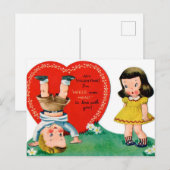 Retro Vintage Holiday Valentine couple carte posta (Devant / Derrière)