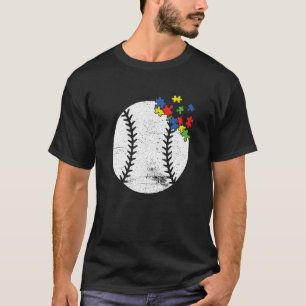 Retro Vintage Honkbal Hart Autisme Bewustzijn Spor T-shirt
