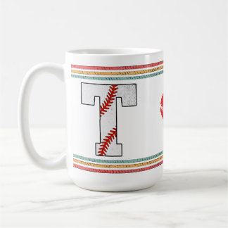 Retro Vintage Honkbal Letter T Ontwerp Koffiemok