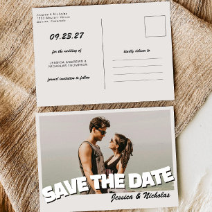 Retro Vintage Horizontale Trouwfoto Save The Date