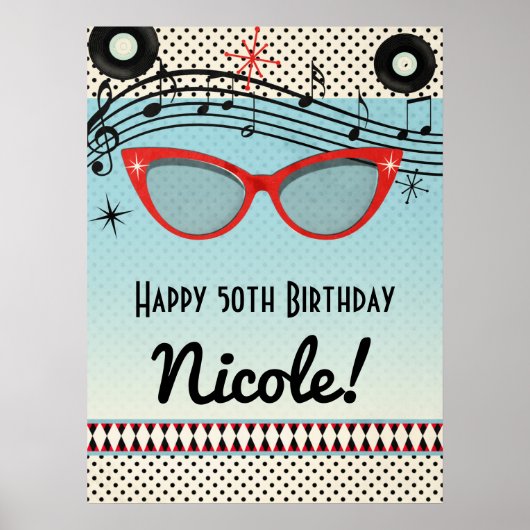 Retro Vintage Jaren 50 Feest Banner Poster (Voorkant)