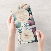 Retro Vintage Jaren Zestig Terracotta Bruiloft All In One Uitnodiging (Afscheurbaar)