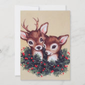 retro vintage kerst herten feestdagenkaart (Voorkant)