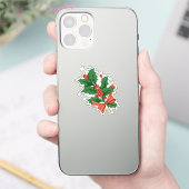 Retro Vintage Kerst Holly en Bow Sticker (Telefoon)