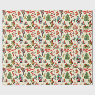 Retro Vintage Kerst Inpakpapier