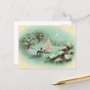retro vintage kerst render briefkaart