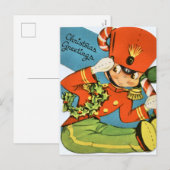 retro vintage kerst speelgoed soldaat feestdagenkaart (Voorkant / Achterkant)