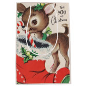 retro vintage kerstaherder Holiday Medium Cadeauzakje (Voorkant)