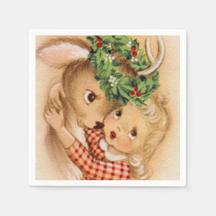 retro vintage kerstaherder Holiday Servet
