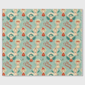 Retro Vintage KerstAngels Cadeaupapier (Vlak)