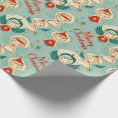 Retro Vintage KerstAngels Cadeaupapier (Hoek)