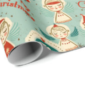 Retro Vintage KerstAngels Cadeaupapier (Rol Hoek)