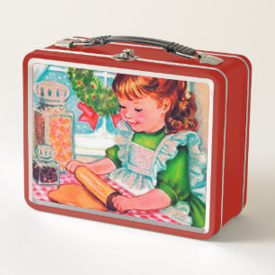 Retro vintage kerstbakmeisje