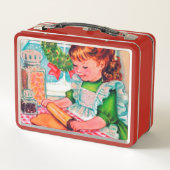 Retro vintage kerstbakmeisje (Achterkant)