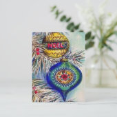 Retro vintage kerstbollen briefkaarten (Staand voorkant)