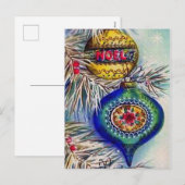 Retro vintage kerstbollen briefkaarten (Voorkant / Achterkant)