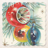 Retro Vintage-kerstbollen onderzetter (Voorkant)