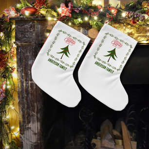 Retro Vintage Kerstboom en Krans Minimalistisch Kleine Kerstsok