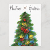 retro vintage kerstboom feestdagenkaart (Voorkant)